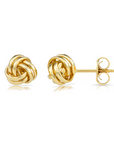 14k Gold Polished Love Knot Stud Earrings, 9mm, Pushback Studs