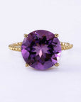 14K Gold Purple Amethyst Ring, Five Carat Huge Natural Gemstone, Twist Rope Design, "Ms. Luscious"