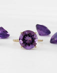 14K Gold Purple Amethyst Ring, Five Carat Huge Natural Gemstone, Twist Rope Design, "Ms. Luscious"