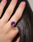 14K Gold Purple Amethyst Ring, Five Carat Huge Natural Gemstone, Twist Rope Design, "Ms. Luscious"