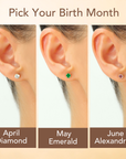 14K Yellow Gold Birthstone Stud Earrings, With Secure Push-backs, 5mm