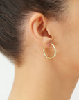 14K Yellow Gold Chunky Hoop Earrings, Flat Bar Post, 3mm