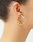 14K Yellow Gold Chunky Hoop Earrings, Flat Bar Post, 2.5mm