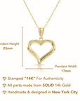 14K Yellow Gold Diamond-Cut Heart Pendant, With 18" Cable Chain Necklace