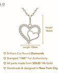 14K Lab Diamond Open Heart Pendant Necklace, 0.17ctw