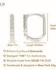 14K Gold Lab Diamond Oval Huggie Hoop Earrings, 0.096ctw