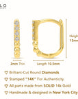 14K Gold Lab Diamond Oval Huggie Hoop Earrings, 0.10ctw