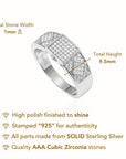 Solid 925 Sterling Silver Pave Square Signet Statement Pinky Wedding Band Ring