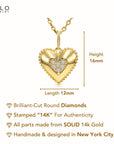 14K Lab Diamond Heart Pendant Necklace, 0.15ctw