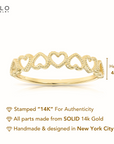 14K Yellow Gold Dainty Heart Link Ring