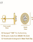 14K Yellow Gold Oval CZ Halo Stud Earrings