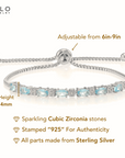 Sterling Silver March Aquamarine Birthstone Bracelet