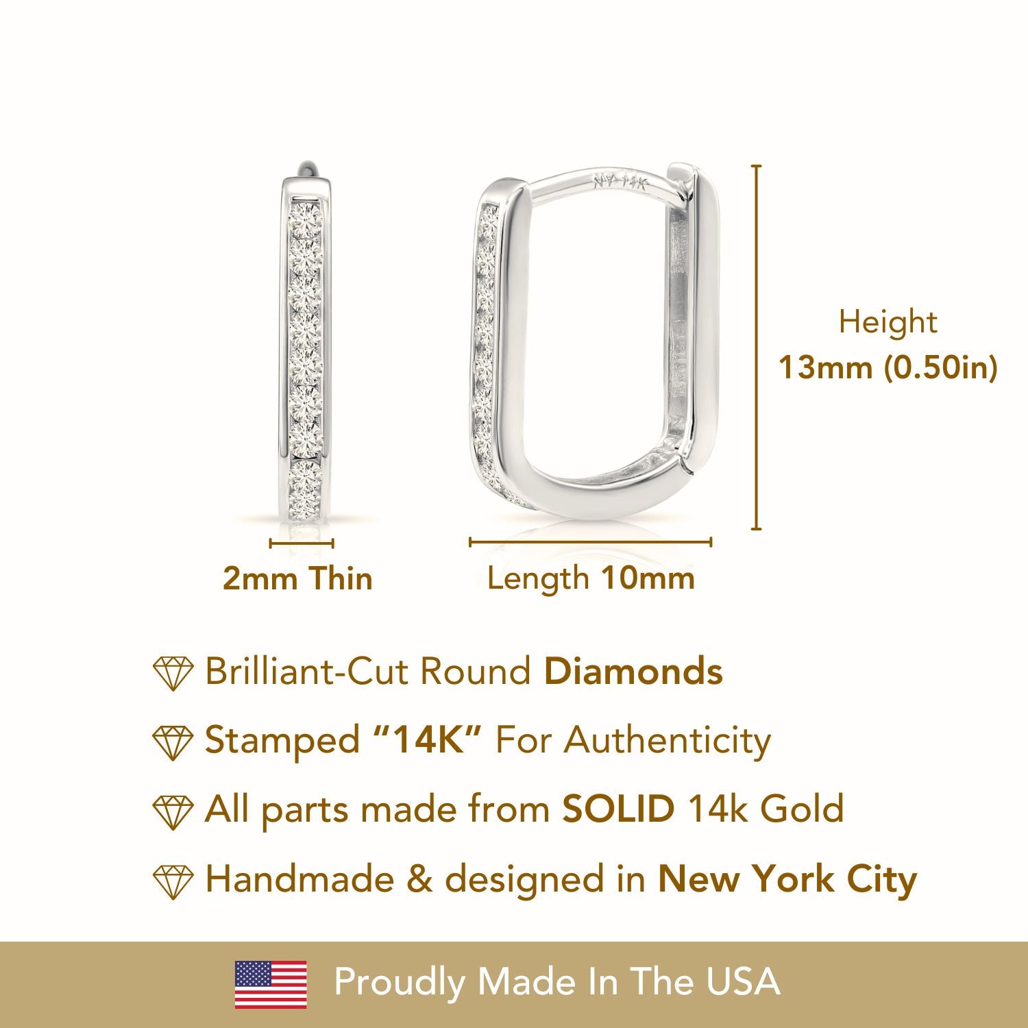 14K White Gold Lab Diamond Huggie Earrings, 0.25ctw