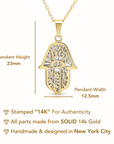 14K Two-Tone Gold Hamsa Pendant, With 18" Cable Chain Necklace