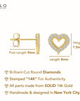 14K Gold Lab Diamond Heart Stud Earrings, 0.25ctw