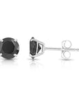 14K White Gold Black Onyx CZ Studs, Pushback