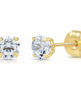 14k Yellow Gold Classic Solitaire Stud Earrings with Pushbacks