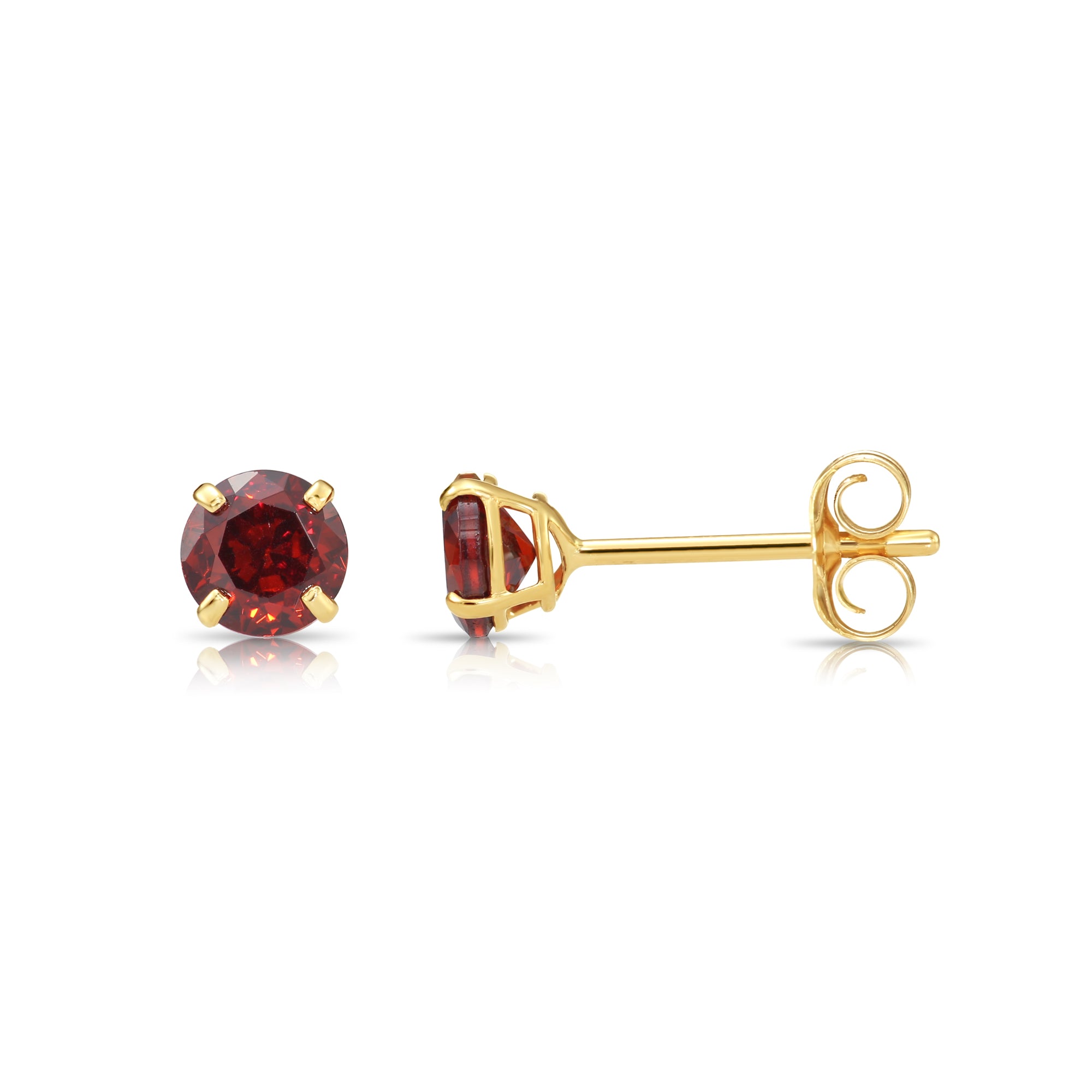 10k yellow Gold Garnet and zirconia stud hotsell Earrings