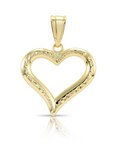 14K Yellow Gold Diamond-Cut Heart Pendant, With 18" Cable Chain Necklace