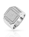 Solid 925 Sterling Silver Pave Square Signet Statement Pinky Wedding Band Ring