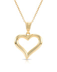 14K Yellow Gold Classic Heart Pendant, With 18" Cable Chain Necklace