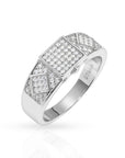 Solid 925 Sterling Silver Pave Square Signet Statement Pinky Wedding Band Ring