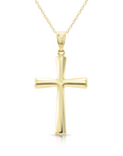 14K Gold Classic Cross Pendant, With 18" Cable Chain Necklace