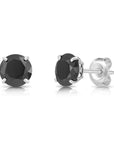 14K White Gold Black Onyx CZ Studs, Pushback