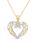 14K Two-Tone Gold Heart Pendant, With 18" Cable Chain Necklace