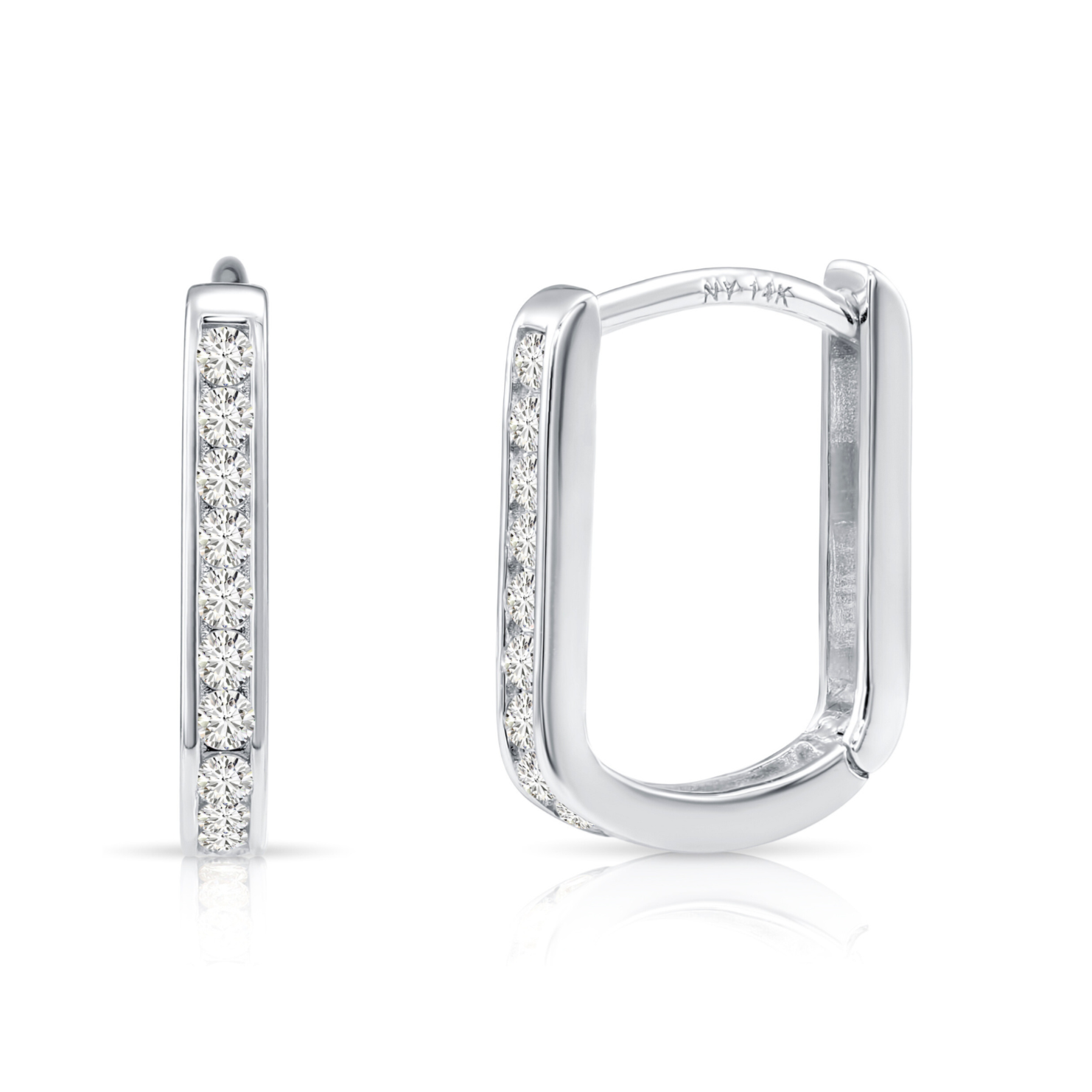 14K White Gold Lab Diamond Huggie Earrings, 0.25ctw