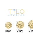 14k Yellow Gold Diamond Cut Sparkle Ball Stud Earrings