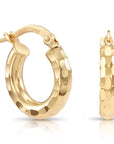 Solid 10K Yellow Gold Full Diamond-Cut Round Hoop Earrings, Italian Style, Chunky 3mm