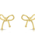 14k Solid Yellow Gold Ribbon Bow Studs, With Screw on Screwbacks