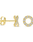 14k Yellow Gold XO Stud Earrings, Hugs and Kisses