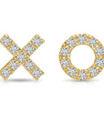 14k Yellow Gold XO Stud Earrings, Hugs and Kisses