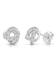 Solid 14k Gold Brilliant CZ Love Knot Twist Studs, 7mm, With Pushbacks