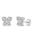 14K Solid Gold Butterfly CZ Stud Earrings, With Secure Push-Backs