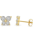 14K Solid Gold Butterfly CZ Stud Earrings, With Secure Push-Backs