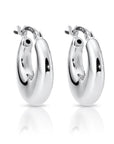 925 Sterling Silver Shiny Small Hoop Earrings