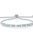 Sterling Silver March Aquamarine Birthstone Bracelet