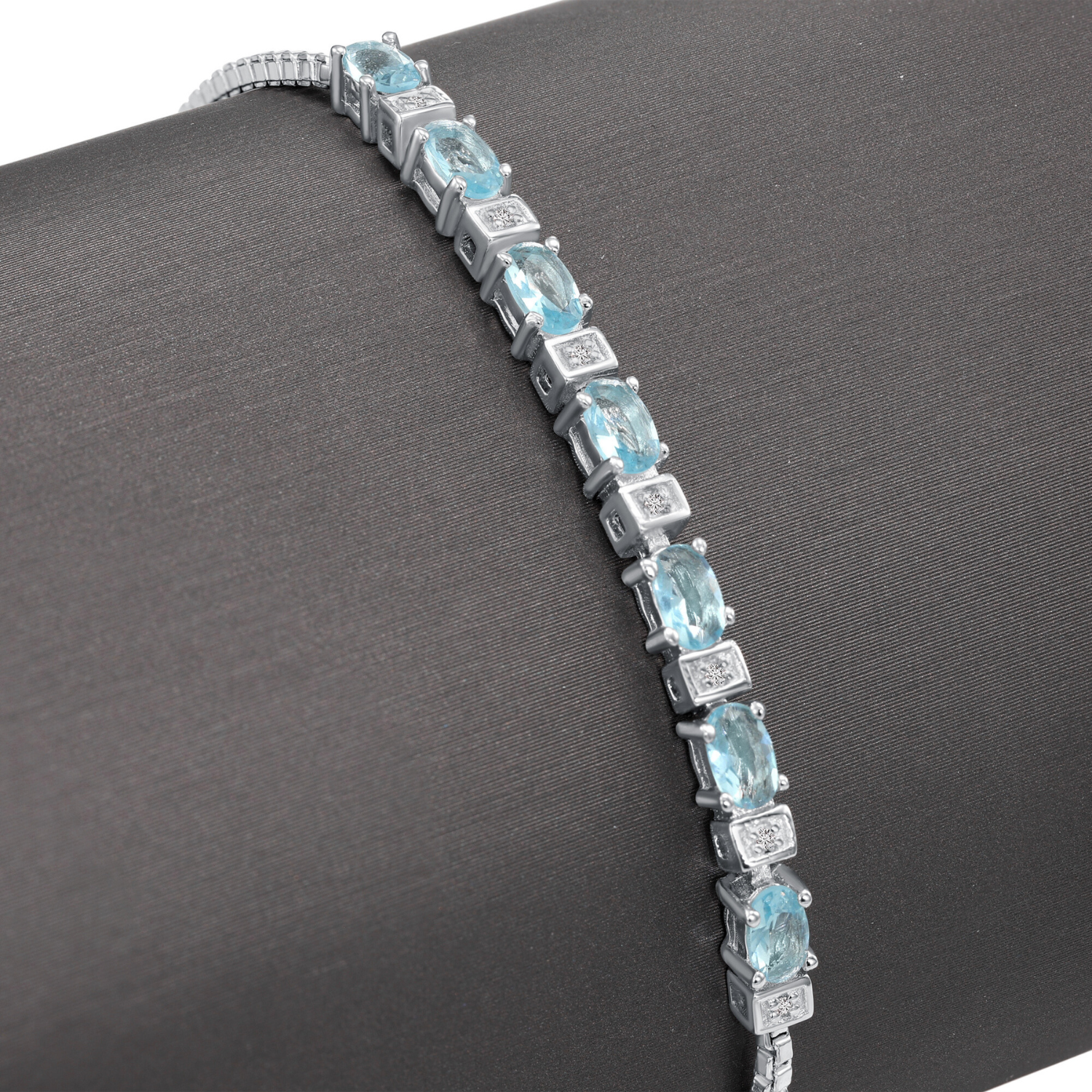 Sterling Silver March Aquamarine Birthstone Bracelet