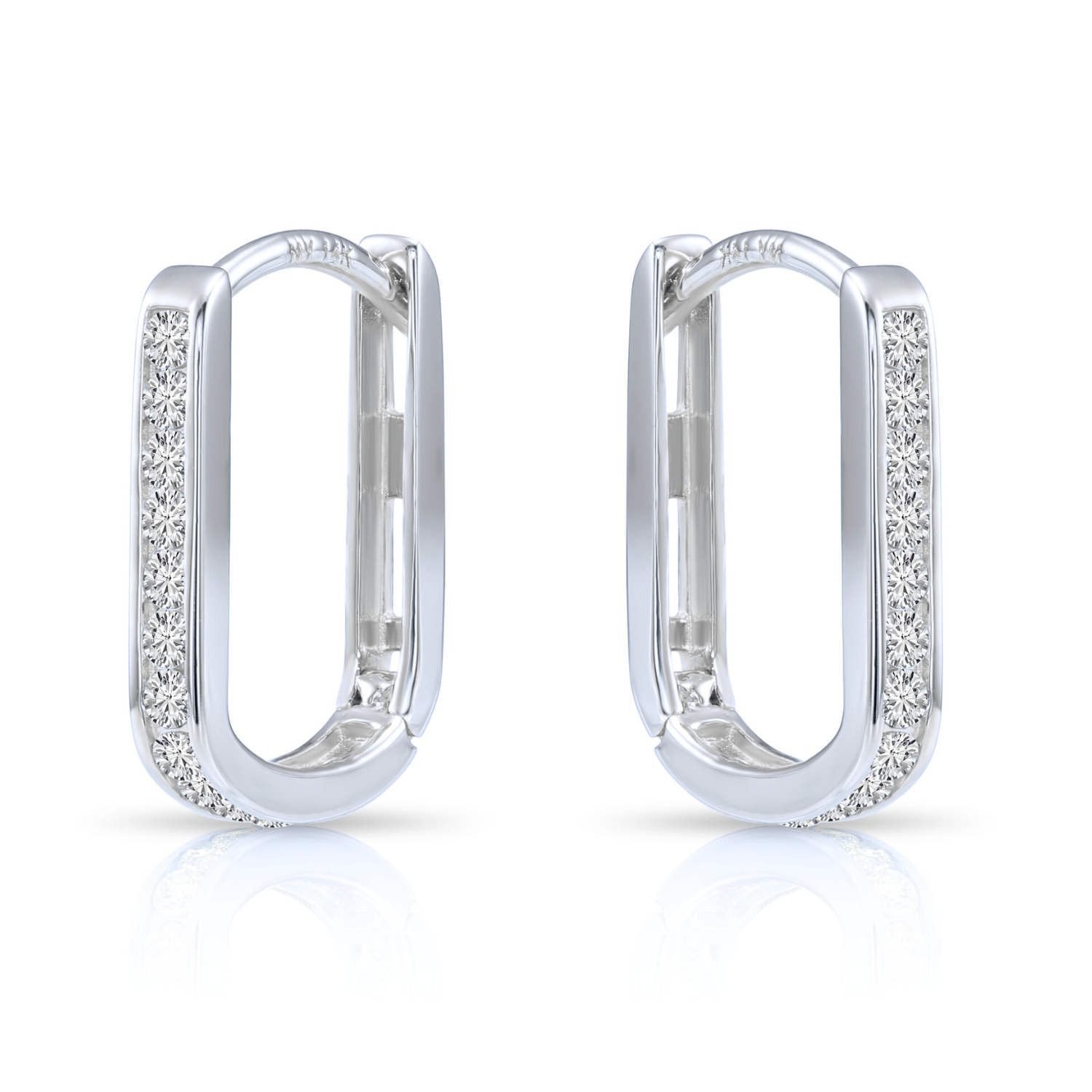 14K White Gold Lab Diamond Huggie Earrings, 0.25ctw