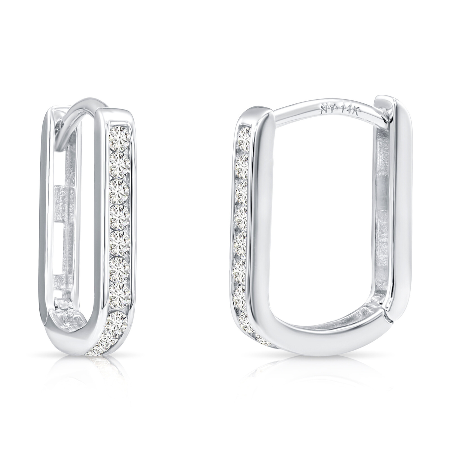 14K White Gold Lab Diamond Huggie Earrings, 0.25ctw