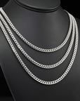 Solid Silver 5mm Cuban Chains, Italian 925 Pure , Strong Lobster Lock in Sterling Silver