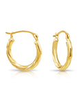 14K Yellow Gold Small Spiral Hoop Earrings, 15mm