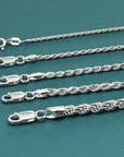 Italian Rope Chains with Strong Lobster Lock in Sterling Silver