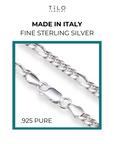 Italian Figaro Chains with Strong Lobster Lock in Sterling Silver