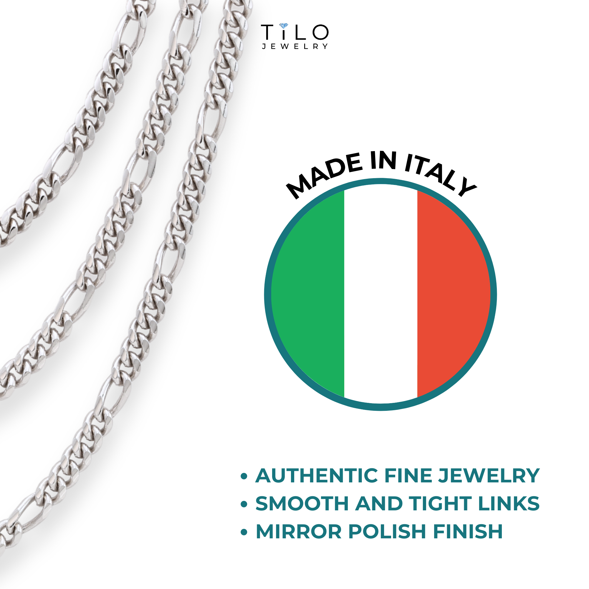 Italian Figaro Chains with Strong Lobster Lock in Sterling Silver