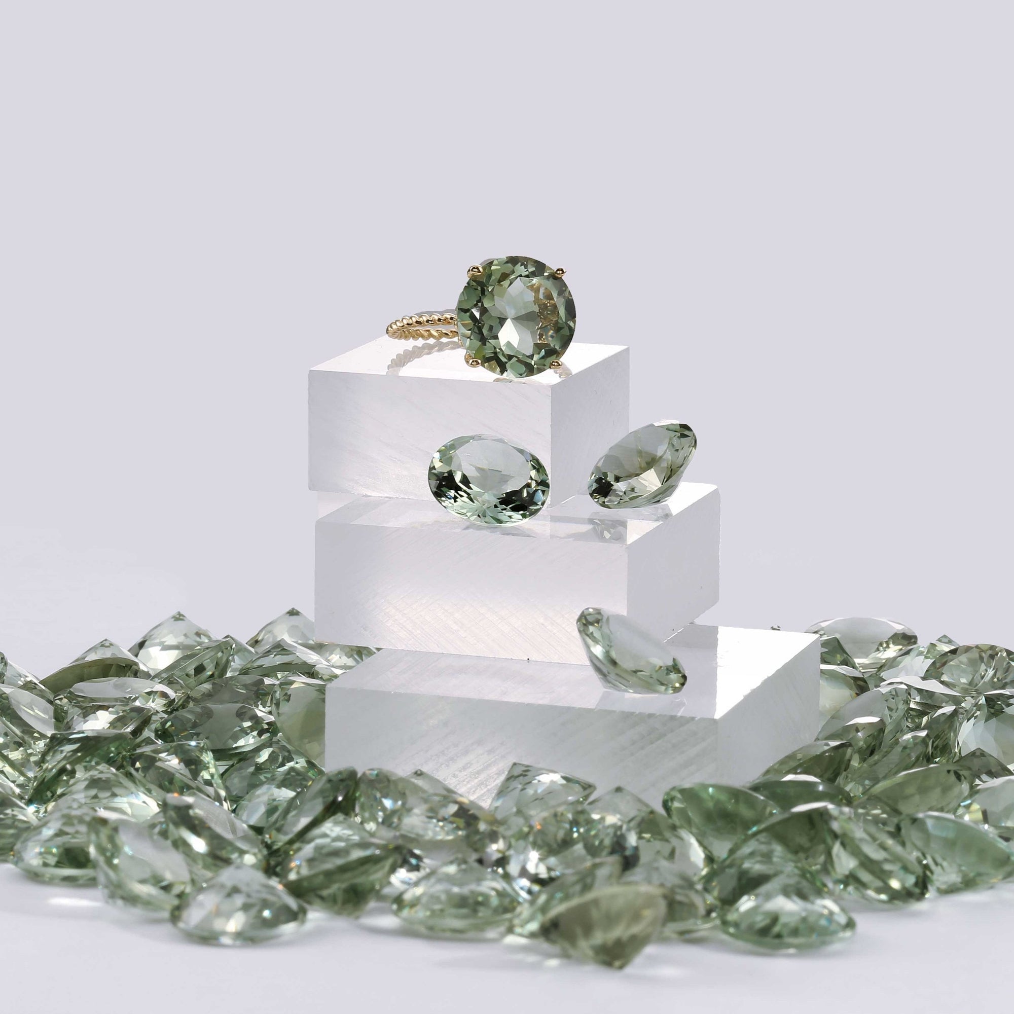 14k Yellow Gold 5 Carat Green Amethyst Gemstone Ring, &quot;Ms. Luscious&quot;