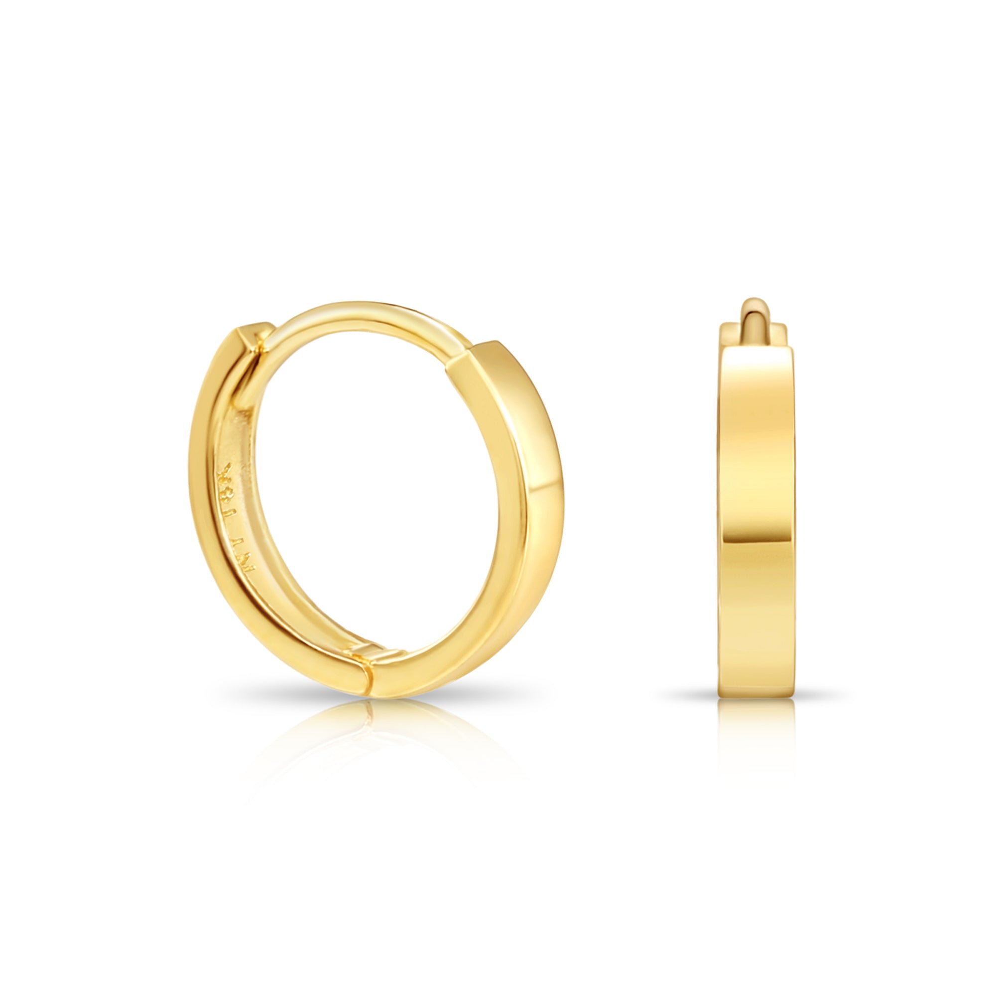 14K White Gold Dainty Huggies Earrings Women/Girls/Men 10x10mm / Huggies  Hoop Earrings / Everyday Earrings / Aretes Argollas en Oro 14K para Mujer  Ninos y Hombre 